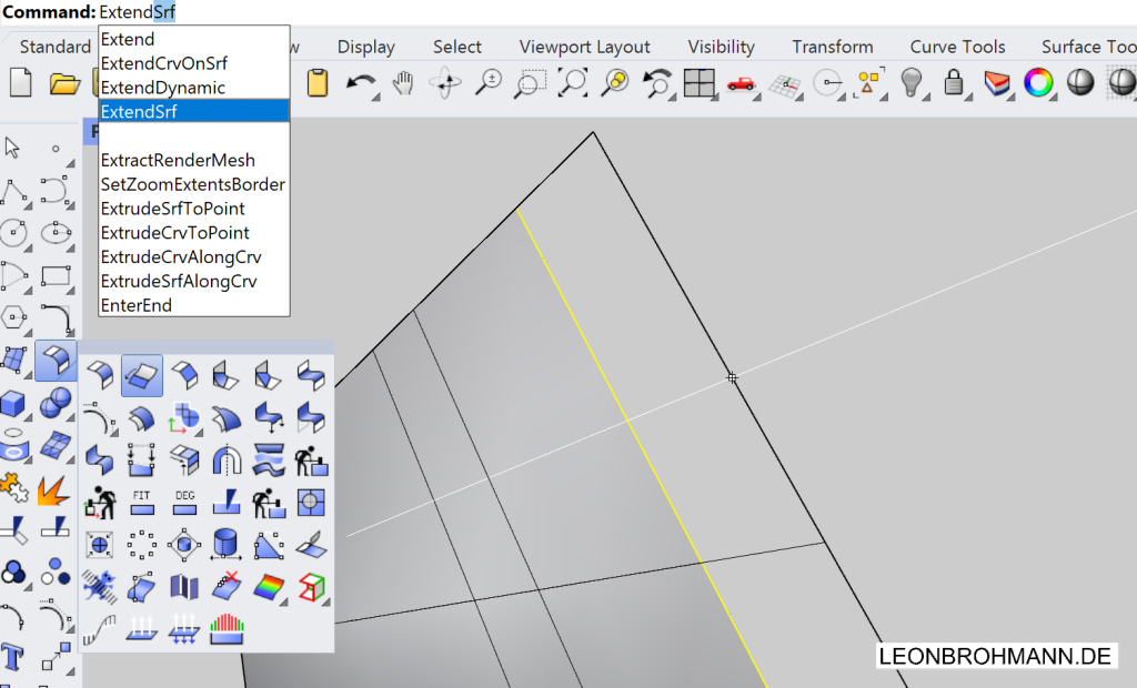 Rhino GH- Extend Surface C# Snippet